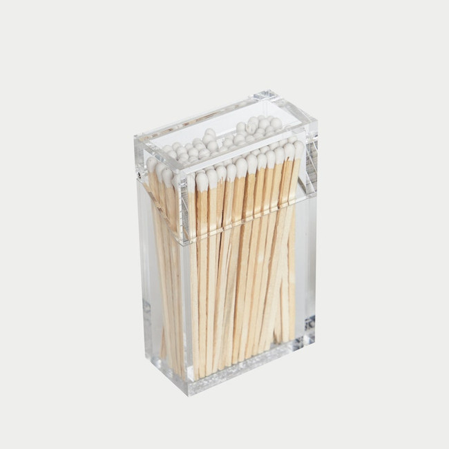 Clear Lucite Matchbox with 50 Wooden Matches
